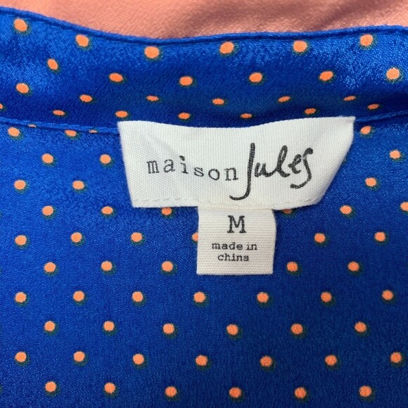 Maison Jules Women's Dress Medium Blue Multicolor Polka Dots Sleeveless - Picture 6 of 7